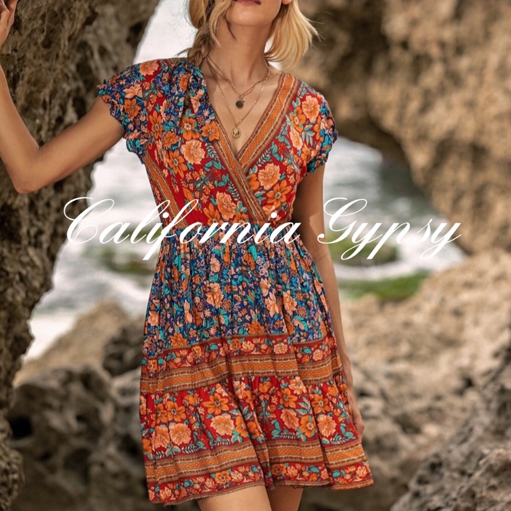 Boho Chic Vintage Floral Wrap Dress🎉RESTOCKED🎉 - Picture 3 of 16